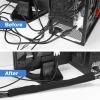 JOTO 10.83ft Cable Management Sleeve, Cuttable Neoprene Cord Management Organizer System, Flexible Cable Wrap Cover Wire Hider for Desk TV Computer Office Home Theater -Reversible Black/White(Black)