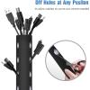 JOTO 10.83ft Cable Management Sleeve, Cuttable Neoprene Cord Management Organizer System, Flexible Cable Wrap Cover Wire Hider for Desk TV Computer Office Home Theater -Reversible Black/White(Black)