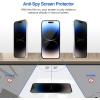 ProCase 2 Pack Privacy Screen Protector for iPhone 14 Pro 2022, 9H Anti Spy Dark Tempered Glass Screen Film Guard for iPhone 14 Pro 6.1 Inch 2022, Case Friendly Bubble Free