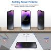 ProCase 2 Pack iPhone Privacy Screen Protector for iPhone 14 Pro Max 2022, 9H Anti Spy Dark Tempered Glass Screen Film Guard for iPhone 14 Pro Max 6.7 Inch 2022, Case Friendly Bubble Free