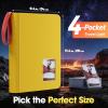 ProCase 4 Pocket Top Loader Binder, Holding 144 Cards in 3″x4″ Toploaders, Side Loading Small Book Folder with Clear Window for Pokemon, Trading, Sports Cards Collection TCG, MTG -Black(Yellow)
