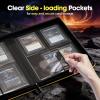 ProCase 4 Pocket Top Loader Binder, Holding 144 Cards in 3″x4″ Toploaders, Side Loading Small Book Folder with Clear Window for Pokemon, Trading, Sports Cards Collection TCG, MTG -Black(Yellow)