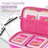 ProCase Collectible Trading Card Case, Hard Travel Carrying Storage Box Holds 300+ Cards for MTG, TCG, Yu-Gi-Oh, Lorcana, Holder Organizer with Removable Divider and Multiple Color Options -Black(Pink)