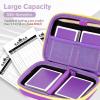 ProCase Collectible Trading Card Case, Hard Travel Carrying Storage Box Holds 300+ Cards for MTG, TCG, Yu-Gi-Oh, Lorcana, Holder Organizer with Removable Divider and Multiple Color Options -Black(Purple)
