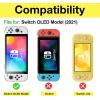 ProCase Flip Cover for Nintendo Switch OLED with 2 Pack Tempered Glass Screen Protectors, Slim Protective Case with Magnetically Detachable Front Cover for Nintendo Switch OLED 2021 -Black(Black)