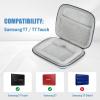 ProCase Hard Carrying Case Compatible for Samsung T7/ T7 Touch Portable SSD with 2 Cable Ties, Shockproof Travel Organizer for 500GB 1TB 2TB USB 3.2 External Solid State Drives Red(Navy)