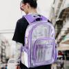 ProCase Heavy Duty Clear Backpack, See Through Backpacks Transparent Clear Large Bookbag for School Work Stadium Security -Purple(Purple)