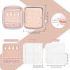 ProCase Large Travel Jewelry Organizer Case, Jewellery Home Storage Book Ring Binder with Clear Pockets for Presentation, Zippered Pouch Bag for Earrings Necklaces Bracelets -Black(Pink)
