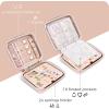 ProCase Large Travel Jewelry Organizer Case, Jewellery Home Storage Book Ring Binder with Clear Pockets for Presentation, Zippered Pouch Bag for Earrings Necklaces Bracelets -Black(Pink)
