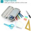 ProCase Pen Pencil Case, 2-Layer EVA Zipper Pencil Box Pouch Large Capacity Stationery Storage Organizer for School Office Supplies -Black(Grey)