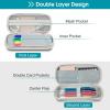 ProCase Pen Pencil Case, 2-Layer EVA Zipper Pencil Box Pouch Large Capacity Stationery Storage Organizer for School Office Supplies -Black(Grey)