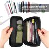 ProCase Pencil Case, Large Capacity Students Stationery Pouch Pen Bag Holder, Portable Desk Organizer with Double Zipper for School Office Supplies(Black)