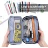 ProCase Pencil Case, Large Capacity Students Stationery Pouch Pen Bag Holder, Portable Desk Organizer with Double Zipper for School Office Supplies(Navy)
