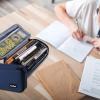 ProCase Pencil Case, Large Capacity Students Stationery Pouch Pen Bag Holder, Portable Desk Organizer with Double Zipper for School Office Supplies(Navy)