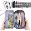 ProCase Pencil Case, Large Capacity Students Stationery Pouch Pen Bag Holder, Portable Desk Organizer with Double Zipper for School Office Supplies(Purple)