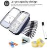 ProCase Pencil Case Pen Bag, Two Layers Big Capacity Pencil Pouch Pen Organizer Durable Stationery Holder for Marker Organization School Supplies Office Storage Desk Organizing(Navy)