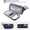 ProCase Pencil Case Pen Bag, Two Layers Big Capacity Pencil Pouch Pen Organizer Durable Stationery Holder for Marker Organization School Supplies Office Storage Desk Organizing(Navy)