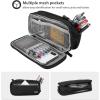 ProCase Pencil Case Pen Bag, Two Layers Big Capacity Pencil Pouch Pen Organizer Durable Stationery Holder for Marker Organization School Supplies Office Storage Desk Organizing(Black)