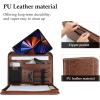ProCase Portfolio Business Padfolio Folder with Zipper, Conference Meeting Executive File Legal Document Organizer with Pockets Letter Size A4 Writing Pad Notepad Padfolio -Navy(Brown)