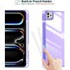 ProCase Smart Case for iPad Pro 11 Inch M5 2025/M4 2024 with Pencil Holder, Clear Back Slim Tri-fold Folio Stand Shell Tablet Cover for iPad Pro 11″ 6th/5th Gen -Black(Purple)