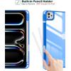 ProCase Smart Case for iPad Pro 11 Inch M5 2025/M4 2024 with Pencil Holder, Clear Back Slim Tri-fold Folio Stand Shell Tablet Cover for iPad Pro 11″ 6th/5th Gen -Black(Blue)