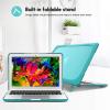 ProCase for MacBook Air 13 Inch Case 2020 2019 2018 Release A2337 M1 A2179 A1932, Heavy Duty Slim Hard Shell Protective Cover with Fold Kickstand for MacBook Air 13 Retina with Touch ID -Black(Lightblue)