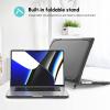 ProCase for MacBook Pro 14.2 Inch 2026 M5 / M5 Pro / M5 Max, 2024 M4 A3112 A3185 A3401, 2023–2021 M3 A2918 A2992 M2 A2779 M1 A2442, Heavy Duty Hard Shell Case with Fold Kickstand -Lightblue(Black)