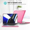 ProCase for MacBook Pro 14.2 Inch 2026 M5 / M5 Pro / M5 Max, 2024 M4 A3112 A3185 A3401, 2023–2021 M3 A2918 A2992 M2 A2779 M1 A2442, Heavy Duty Hard Shell Case with Fold Kickstand -Lightblue(Rosered)