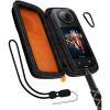 ProCase Carrying Case for Insta360 X5 / X4 (for Cage and Lens Cap), Portable Travel Hard Shell Protective Case Included Wrist Strap Carabiner for Insta 360 X4 X5 Accessories -OrangeBlack