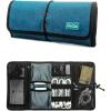 ProCase Electronic Organizer Cord Pouch, Travel Cable Charger Phone Accessories Bag Organizer Roll up Tech Carrying Case for USB Cables SD Memory Cards Earphone Flash Hard Drive –Black(Green)