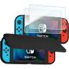ProCase Flip Cover for Nintendo Switch Case with 2 Pack Tempered Glass Screen Protectors, Detachable Front Cover Protective Case for Nintendo Switch 2017 -Black