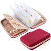 ProCase Large Travel Jewelry Organizer Case, Jewellery Home Storage Book Ring Binder with Clear Pockets for Presentation, Zippered Pouch Bag for Earrings Necklaces Bracelets -Black(Wine)