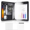 ProCase Portfolio 3 Ring Padfolio Folder Organizer, PU Leather Business Planner A4 Notepad Zipper File Binder Clipboard Removable Document Sleeve for Resume Interview Meeting -Black