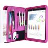ProCase Portfolio Business Padfolio Folder with Zipper, Conference Meeting Executive File Legal Document Organizer with Pockets Letter Size A4 Writing Pad Notepad Padfolio -Navy(Magenta)