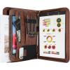 ProCase Portfolio Business Padfolio Folder with Zipper, Conference Meeting Executive File Legal Document Organizer with Pockets Letter Size A4 Writing Pad Notepad Padfolio -Navy(Brown)