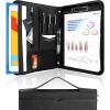 ProCase Portfolio Business Padfolio Folder with Zipper, Conference Meeting Executive File Legal Document Organizer with Pockets Letter Size A4 Writing Pad Notepad Padfolio -Navy(Allblack)