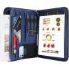 ProCase Portfolio Business Padfolio Folder with Zipper, Conference Meeting Executive File Legal Document Organizer with Pockets Letter Size A4 Writing Pad Notepad Padfolio -Navy(Navy)