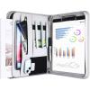 ProCase Portfolio Business Padfolio Folder with Zipper, Conference Meeting Executive File Legal Document Organizer with Pockets Letter Size A4 Writing Pad Notepad Padfolio -Navy(Grey)