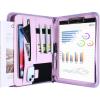 ProCase Portfolio Business Padfolio Folder with Zipper, Conference Meeting Executive File Legal Document Organizer with Pockets Letter Size A4 Writing Pad Notepad Padfolio -Navy(Purple)