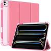 ProCase Smart Case for iPad Pro 11 Inch M5 2025/M4 2024 with Pencil Holder, Clear Back Slim Tri-fold Folio Stand Shell Tablet Cover for iPad Pro 11″ 6th/5th Gen -Black(Melonpink)