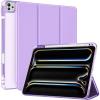 ProCase Smart Case for iPad Pro 11 Inch M5 2025/M4 2024 with Pencil Holder, Clear Back Slim Tri-fold Folio Stand Shell Tablet Cover for iPad Pro 11″ 6th/5th Gen -Black(Purple)