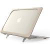 ProCase for MacBook Air 13 Inch Case 2020 2019 2018 Release A2337 M1 A2179 A1932, Heavy Duty Slim Hard Shell Protective Cover with Fold Kickstand for MacBook Air 13 Retina with Touch ID -Black(Khaki)