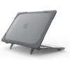 ProCase for MacBook Air 13 Inch Case 2020 2019 2018 Release A2337 M1 A2179 A1932, Heavy Duty Slim Hard Shell Protective Cover with Fold Kickstand for MacBook Air 13 Retina with Touch ID -Black(Grey)