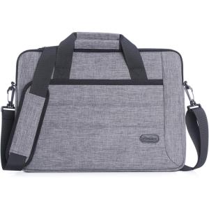 ProCase 14-15.6 Inch Briefcase Messenger Bag with Shoulder Strap and Handle for MacBook Pro 16”, 14 15 Inch Laptop Surface Book 3 15″ Ultrabook MacBook Chromebook Acer Asus Dell HP Sony –Black(Grey)