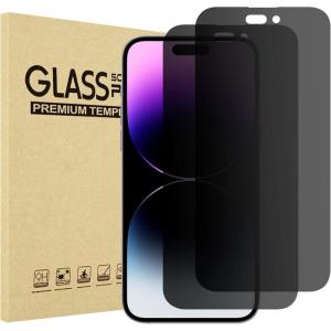ProCase 2 Pack iPhone Privacy Screen Protector for iPhone 14 Pro Max 2022, 9H Anti Spy Dark Tempered Glass Screen Film Guard for iPhone 14 Pro Max 6.7 Inch 2022, Case Friendly Bubble Free