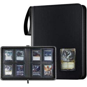 ProCase 4 Pocket Top Loader Binder, Holding 144 Cards in 3″x4″ Toploaders, Side Loading Small Book Folder with Clear Window for Pokemon, Trading, Sports Cards Collection TCG, MTG -Black(Black)