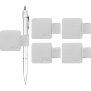 ProCase (5 Pack) Pen Loop Holder for Notebooks Journals Planners Tablet Case, Self Adhesive Leather Pencil Holder with Elastic Loop for Pens, Apple Pencil, Stylus Pen -Black(Silver)