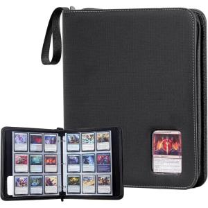 ProCase 900 Pockets Card Binder with Clear Window for Trading Cards, 9 Double Sided Pockets Cards Colletction Album Holder with Removable Sleeves for MTG, TCG, Sports Cards, Football Cards -Black(Black)
