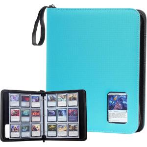 ProCase 900 Pockets Card Binder with Clear Window for Trading Cards, 9 Double Sided Pockets Cards Colletction Album Holder with Removable Sleeves for MTG, TCG, Sports Cards, Football Cards -Black(Lightblue)