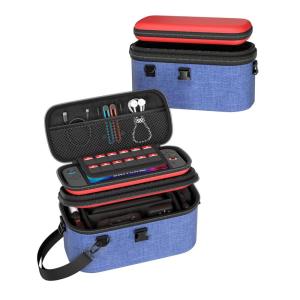 ProCase All-in-One Carrying Case for Nintendo Switch 2, Dual-Layer Hard Shell Travel Bag for Console, Dock, Controllers & Accessories, Protective Storage Case, Large Capacity – Black(Blue)